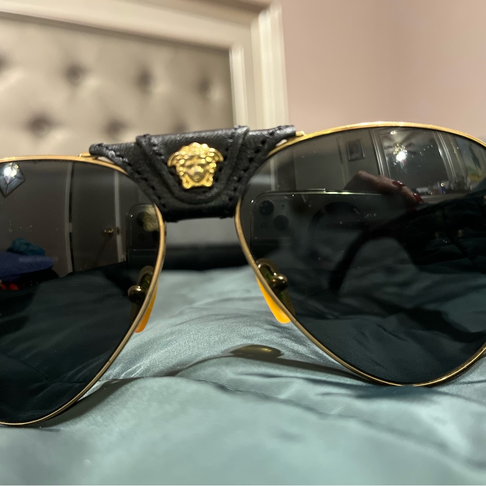 Versace Sunglasses with Black and Gold Design - Picture 5 of 7